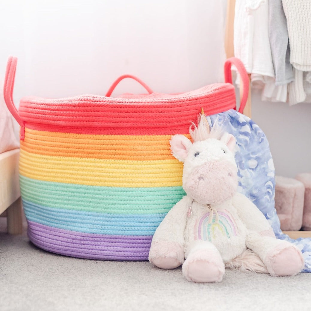 Bundle Buy - Rainbow Cotton Rope Basket + Rainbow Cushion
