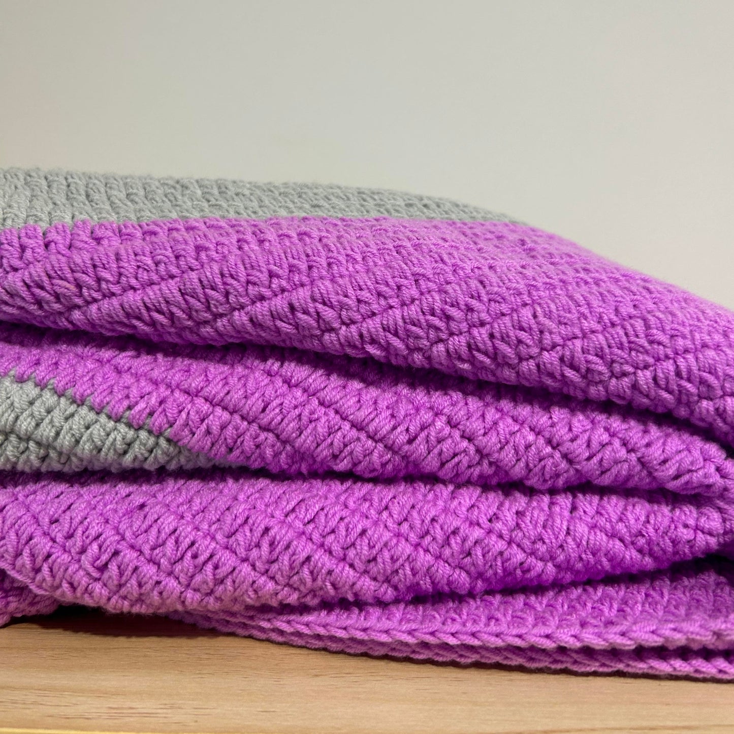 Crochet Rug - Fuchsia Grey + White