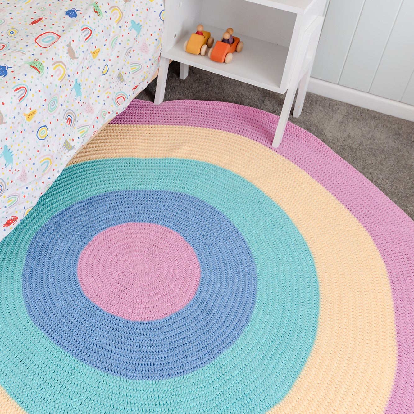 Bundle Buy - Pastel Rainbow Rug + Rainbow Pillow