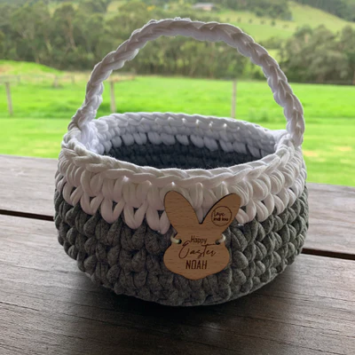 Easter Basket - Grey + White