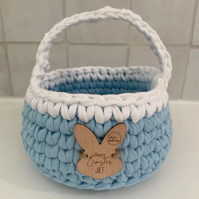 Easter Basket - Light Blue + White