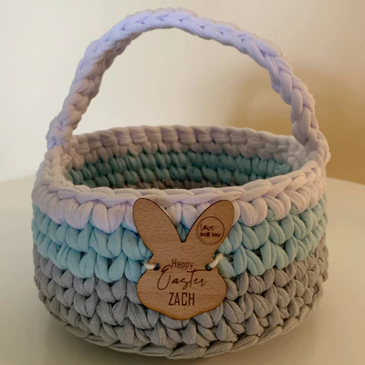 Easter Basket - Light Blue, Grey + White