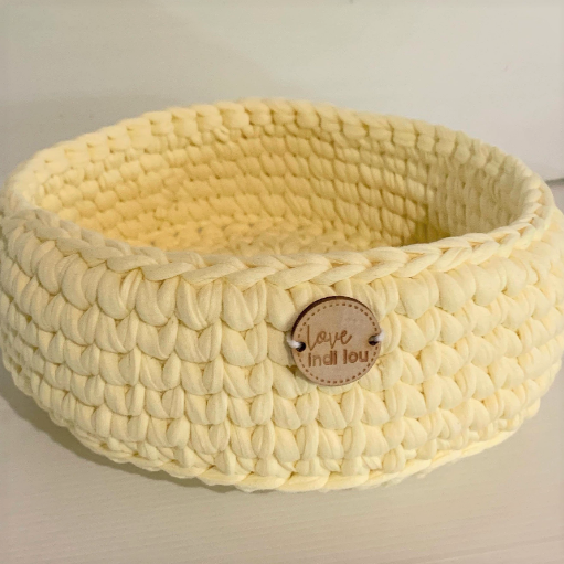 Crochet Storage Basket - Pastel Yellow