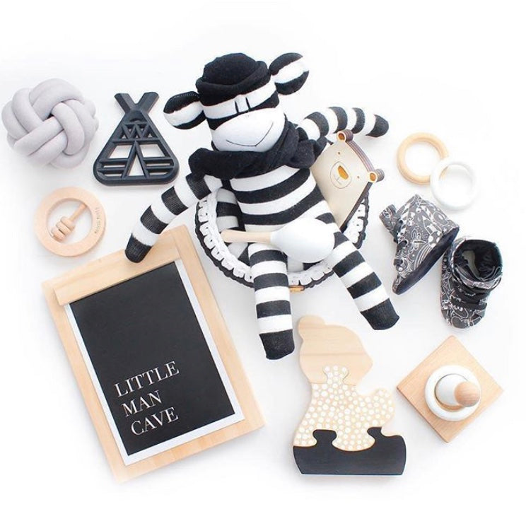 Crochet Storage Basket - Black + White