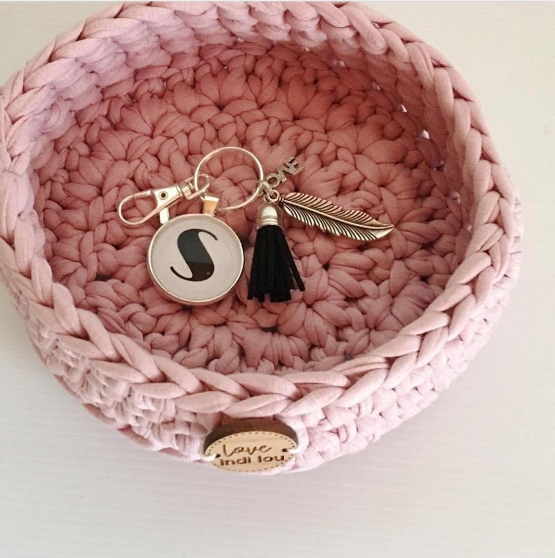 Crochet Storage Basket - Blush Pink