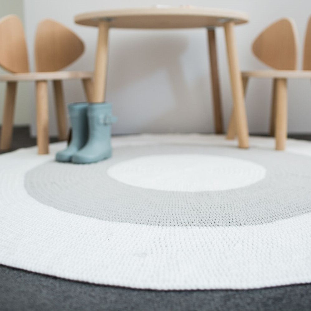 Crochet Rug - Grey + White