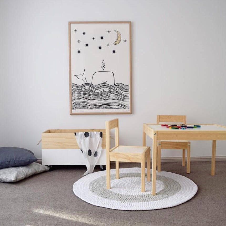 Crochet Rug - Grey + White