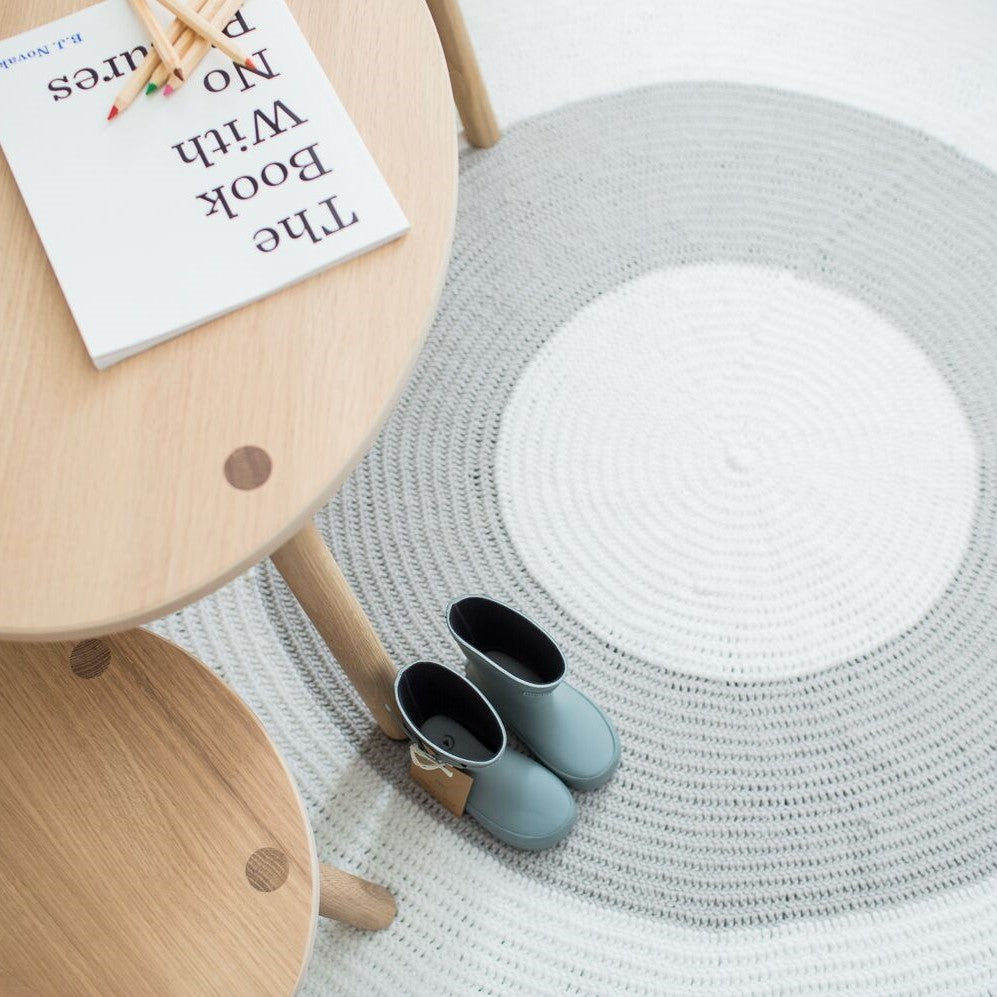 Crochet Rug - Grey + White