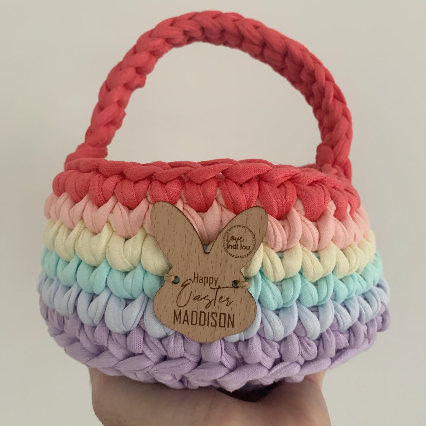 Easter Basket - Grey, Pink + White