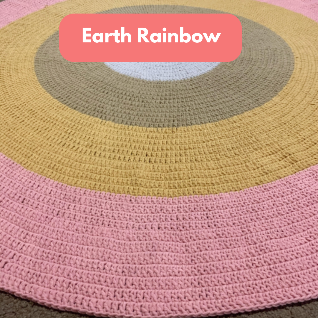 Nursery Round Crochet Rug - Earth Rainbow