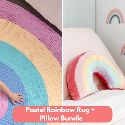Bundle Buy - Pastel Rainbow Rug + Rainbow Pillow