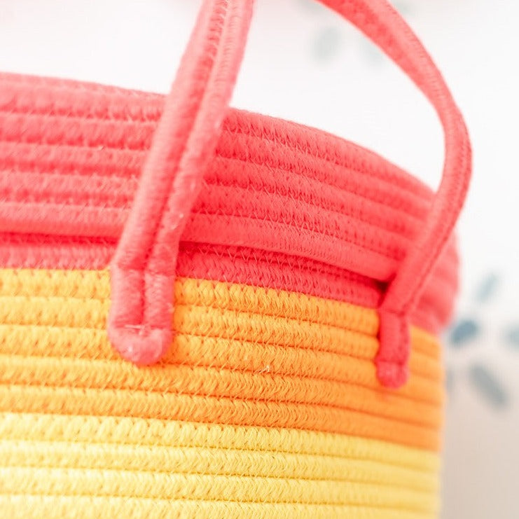 Bundle Buy - Rainbow Cotton Rope Basket + Rainbow Cushion