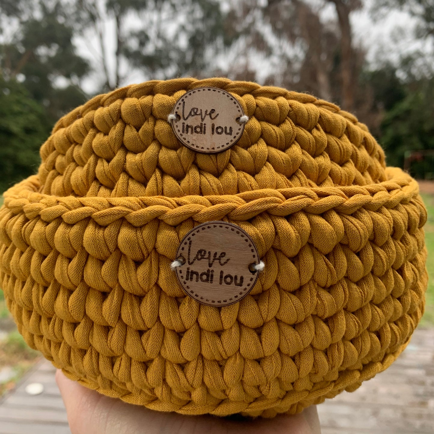Crochet Storage Basket - Mustard