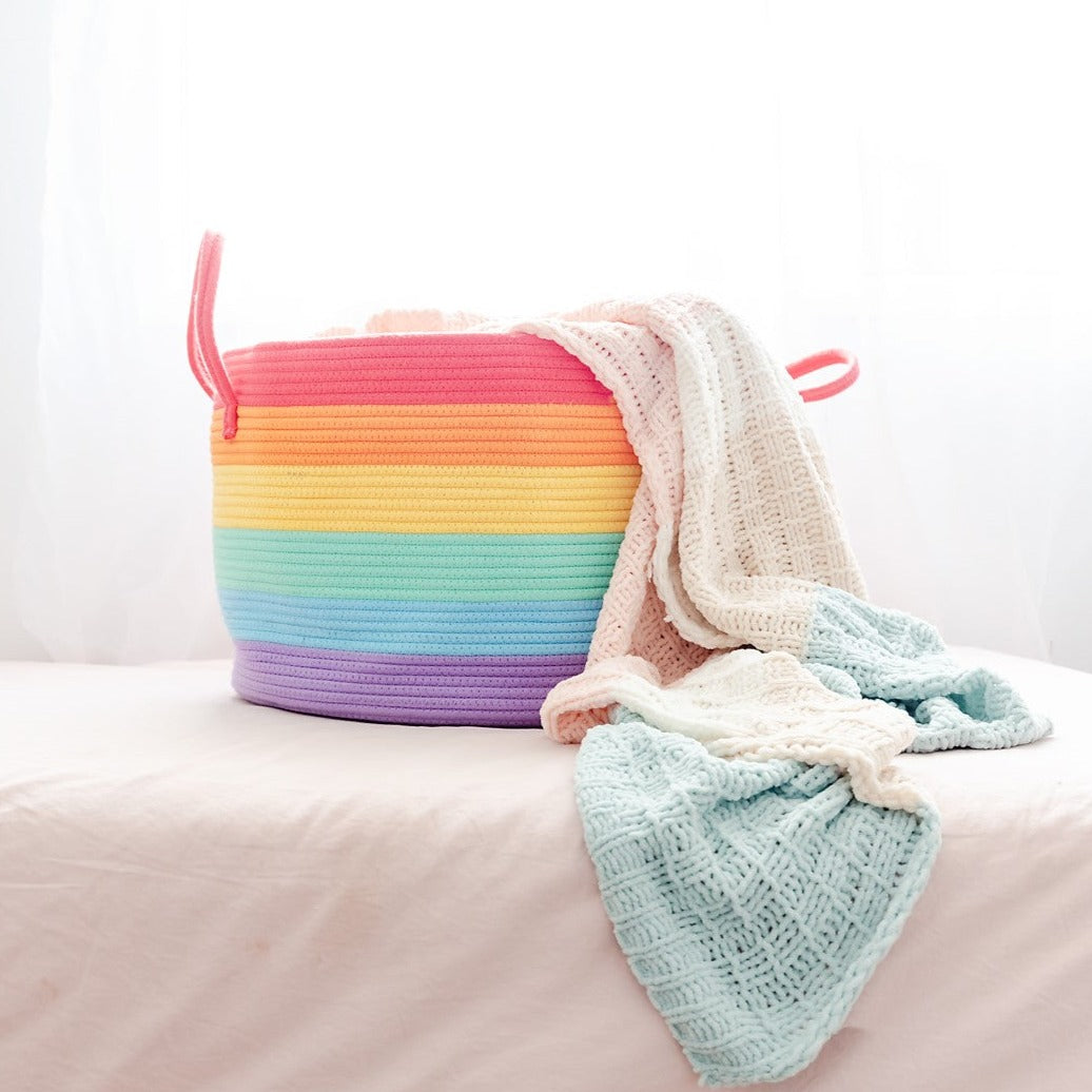 Rainbow basket with blanket