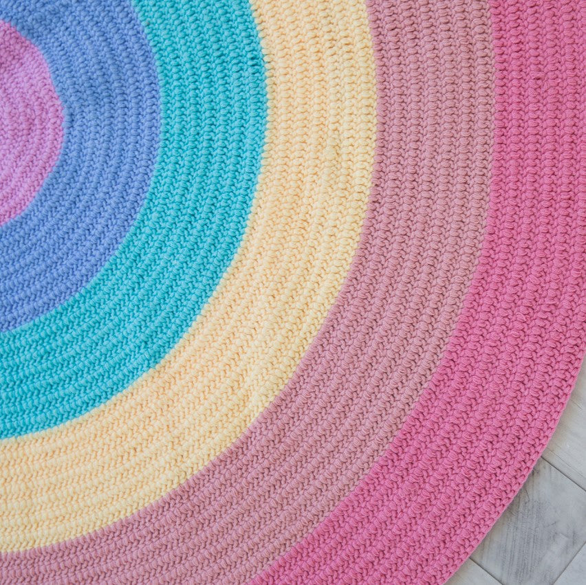 Nursery Round Crochet Rug - Rainbow