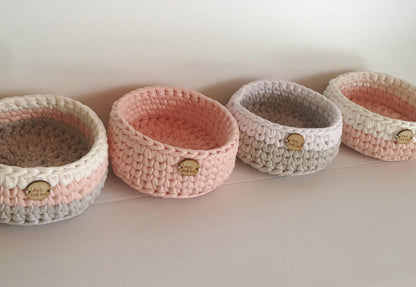 Crochet Storage Basket - Blush Pink