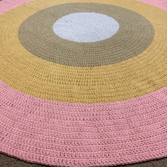 Nursery Round Crochet Rug - Earth Rainbow