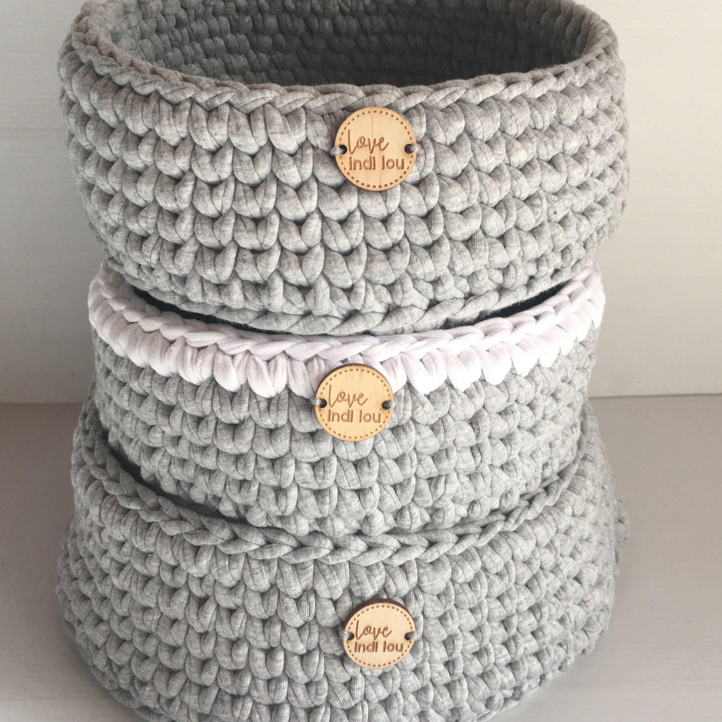 Crochet Storage Basket - Grey