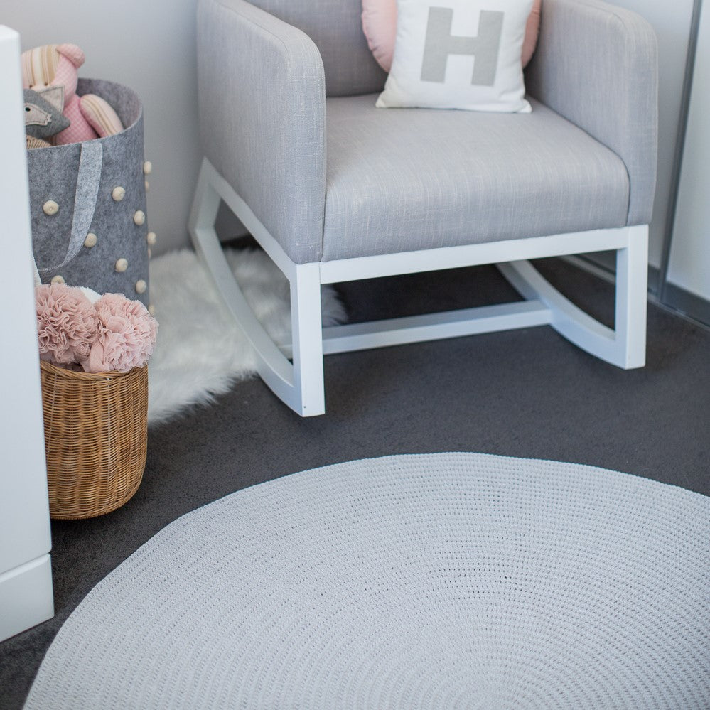 Nursery Round Crochet Rug - Grey