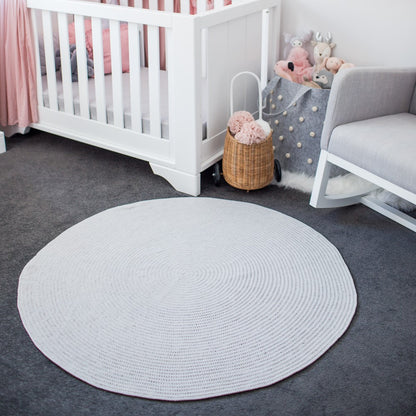 Nursery Round Crochet Rug - Grey