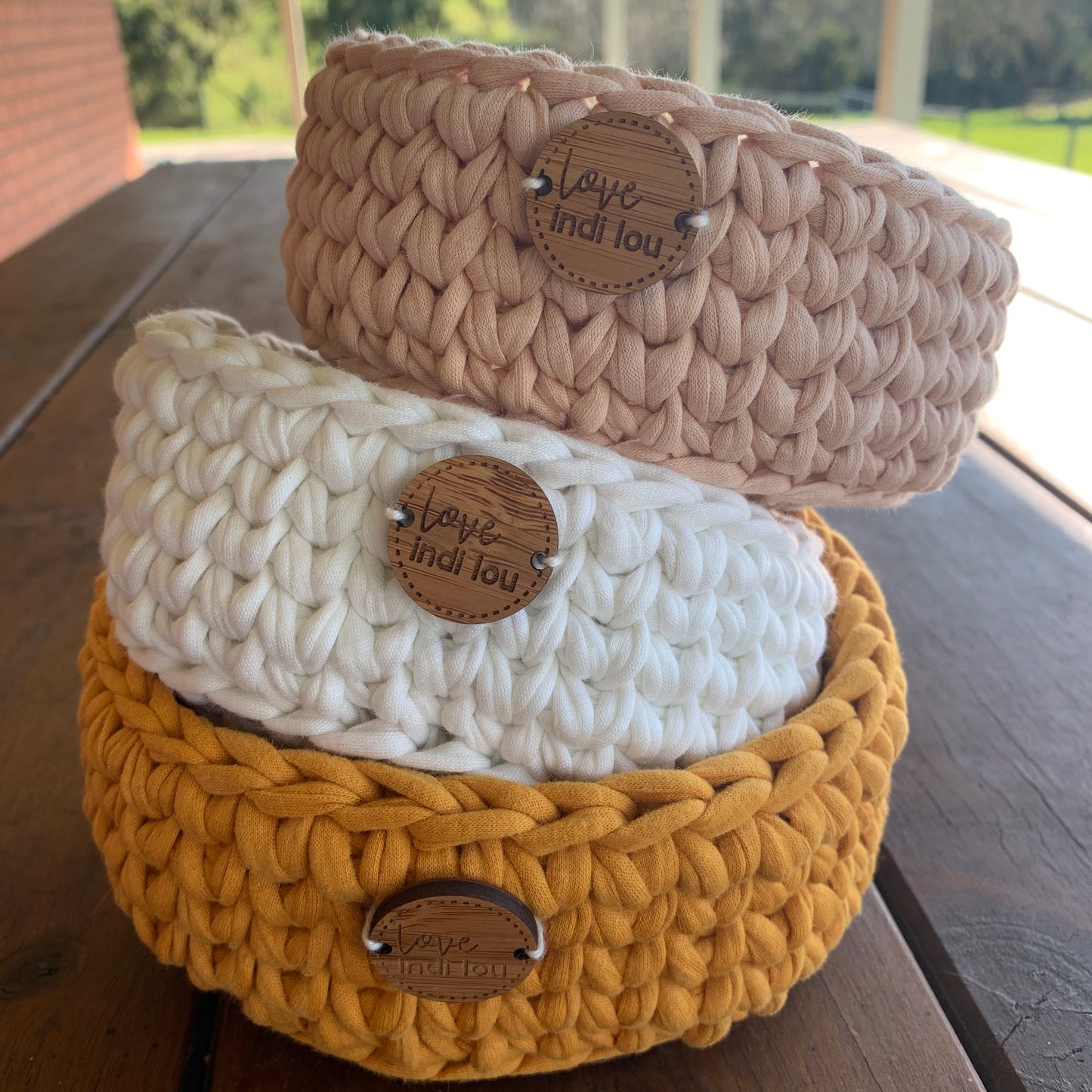 Crochet Storage Basket - Mustard