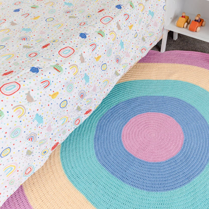 Nursery Round Crochet Rug -  Pastel Purple Rainbow