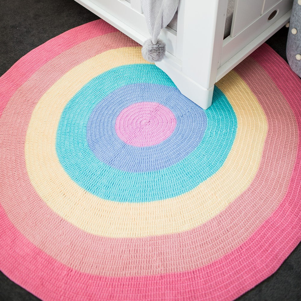Nursery Round Crochet Rug - Rainbow